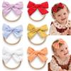 OULYMORE Set Fasce per Capelli Neonata e Bambina con Fiocco in Cotone, Morbide ed Elastiche, Accessori Capelli 0-3 Anni per Uso Quotidiano, Festa e Foto (COLORI VIVACI - Set da 6)