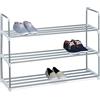 Relaxdays Scarpiera con 3 Ripiani, Fino a 12 Paia di Scarpe, ad Incastro, Portascarpe, 70 x 90 x 31 cm, Argentato Bianco