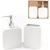 ROCKING GIFTS Set da Bagno 2 Pezzi portasapone e Bicchiere Bianco Ceramica 17 cm