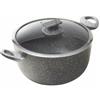 ACCADEMIA MUGNANO - Casseruola antiaderente 2 manici con coperchio in vetro Regina di pietra Induction - diametro 26 cm