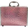 SANDEL - Valigetta Make-Up 46 Pezzi Effetto Coccodrillo Rosa - h23,5x17x7,5 cm
