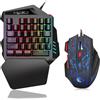 INF Tastiera da gioco con una sola mano, mouse, poggiapolsi retroilluminato RGB