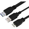 OEM Cavo USB 3.0 per disco rigido esterno - Nero - 50 cm - Plastica - corto