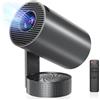 Selius Mini proiettore - Supporto 4K - Sorgente luminosa da 60 Watt - WiFi 6 - Bluetooth 5.4 - Nero - Ideale per viaggi