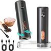 Gaogodot Macina Sale e Pepe Elettrico Set, Macina Spezie Trita Sale Grosso con Base | 6 Livelli di Grana Regolabile Esterna, Ricaricabile USB, Saliera e Pepiera Automatico con LED per Cucina Tavola e Grigliate