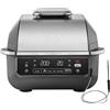 Ninja Griglia e Friggitrice ad Aria 5 in 1, 5,7L, Nero/Argento | 5 Funzioni di Cottura, Prepara fino a 4 Hamburger, Poco Fumo, Include Termometro Digitale per Carne - EG351EU