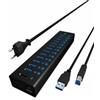 ICY BOX IB-AC6113 USB 3.2 Gen 1 [3.1 Gen 1] Type-B 5000 Mbit/s Nero (13Port USB