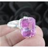 Anello Da Uomo In Argento 925 Con Kunzite Naturale Rosa 13.25 Ct, Taglio Emerald