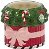 Vaso Natalizio in Ceramica Albero e Fiocco EDG Enzo De Gasperi - Rosa, Verde e Rosso - Ø 16,5 x H 14 cm