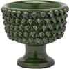Vaso Ciotola con Piede Fenice Motivo Pigna in Ceramica Verde EDG Enzo De Gasperi - Ø 28 x H 24,5 cm