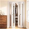 VEVOR Porta Scorrevole a Libro per Armadio a 4 Pannelli 1219 mm x 2032 mm, a Tutta Altezza con Specchio, Kit di Ferramenta in Metallo e Telaio in Composito, Moderno e Elegante, per Camere da Letto