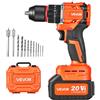 VEVOR Kit Trapano a Percussione 20V 1/2" 30000 IPM Senza Spazzole Elettrico, per Forare e Avvitare Legno, Batteria da 4000 mAh e Caricabatterie, con Mandrino Interamente in Metallo, Design Compatto