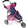 Bayer Chic 2000 - Passeggino per bambole Lola, Passeggino da jogging, Bambola, Passeggino per bambole, Butterfly, 612-33, Navy, Rosa
