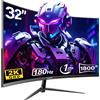 Selius Monitor da gioco da 32 pollici, risoluzione QHD 1440p, 144 Hz - Schermo curvo VA - Risoluzione 2560 x 1440 - Finitura nera opaca - Compatibile con PC e console