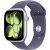Apple Watch Series 11 GPS, Cassa 46 mm in alluminio color argento con Cinturino Sport viola nebbia - M/L