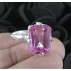 Anello Uomo In Argento 925 Con Kunzite Rosa Naturale Taglio Smeraldo 12,80 Ct