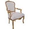 Way Home Store - Poltrona BAROCCO Luis stile Francese Luigi XVI colorazione Oro e Ecopelle color Bianco con borchie -poltrona interamente in legno - dimensioni: 60 x 65 x 94 cm