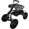 Relaxdays Sedile da Giardino su Ruote, Regolabile, 150 kg, Acciaio, Nero | Vano portaoggetti, asta guida