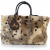 Marc Ellis BUBY FUR MARGAY borsa a mano effetto pelliccia beige scuro