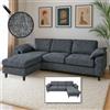 Mendler Set di divani HWC-O71, divano divano angolare a L, superficie reclinabile a sinistra/destra, tessuto/legno tessile 84x229x140cm ~ grigio scuro