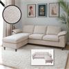 Mendler Set di divani HWC-O71, divano angolare a L, superficie reclinabile a sinistra/destra, tessuto (320 g/m²) legno 84x229x140cm ~ beige
