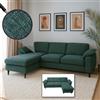 Mendler Set di divani HWC-O71, divano angolare a L, superficie reclinabile a sinistra/destra, tessuto (320 g/m²) legno 84x229x140cm ~ grigio-verde