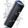 OEM Altoparlanti Bluetooth impermeabili con bassi potenziati, 2 altoparlanti a gamma completa, 2 membrane indipendenti, TWS, AUX, luci RGB, fino a 20 ore di musica, nero
