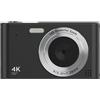 OEM Fotocamera digitale compatta da 44 MP con risoluzione Full HD 1080p, memoria da 64 GB, zoom ottico 16x, fotocamera compatta, piccola fotocamera portatile per bambini, colore nero