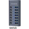 OEM Hub USB 3.0 a 7 porte con alimentatore da 60 W, 12 V 3 A, 10 pulsanti indipendenti con indicatori LED, docking station USB 3.0