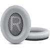 OEM Cuscinetti auricolari di ricambio professionali - Morbida pelle bianca - Per cuffie over-ear/around-ear QuietComfort 35, QC15, QC25, QC2, QC35/Ae2, Ae2i, Ae2w, SoundTrue e SoundLink - Argento