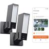 Netatmo Telecamera di Sorveglianza Esterno WiFi 5GHz 2K HDR Rilevamento IA Persone/Veicoli/Animali Faro LED 12W Sirena 105dB Memoria Locale Senza Abbonamento Nero NOC2-B-EC (Confezione da 2)