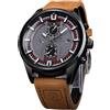 DAXIAOYU Orologio da polso meccanico da uomo, con cinturino in vera pelle, automatico, militare, analogico, con visualizzazione della data, casual, impermeabile