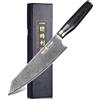 Kitory coltello kiritsuke da 20 cm, coltello professionale da cucina in acciaio damasco 67 strati 10Cr15CoMoV con manico ergonomico in legno nero