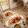 Generic Set di 2 tappeti da cucina a tema frutti autunnali e crisantemi | Tema del raccolto autunnale, tappeti runner da cucina, motivo floreale botanico, decorazione della cucina della fattoria