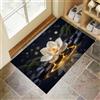 JEDTAKCT 45X75Cm Zerbino Ingresso Interno Antiscivolo Assorbente, Tappeto Microfibra Sottile Lavabile Con Loto D'Oro Fantastico Paesaggio Lacustre Ispirato Allo Zen Per Cucina Bagno Porta Animali, Nero