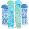 Puhzamey 6 lanterne di carta con meduse, lanterne di carta da appendere, lanterne decorative a tema oceano, sirena, feste, compleanni, matrimoni, giardino, festival, accessori per feste (blu)