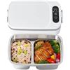 Generico Scaldavivande Elettrico Portatile Senza Fili 1L, Batteria 12000mAh con Time | Lunch Box Termico con Vaschetta, Spegnimento Automatico per Auto, Camion, Ufficio, Viaggi e Cantiere, Scalda Pranzo Bian