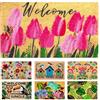 LUA VIKA Zerbino Ingresso Esterno Cocco, Tulipani, 40x70 cm | Tappeto Ingresso Esterno Casa, Moderni e Originali, Zerbino Cocco Interno ed Esterno, Antiscivolo, Fibra di Cocco Naturale