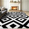 Generic Tappeto per soggiorno, 120 x 180 cm, in flanella lavabile, antiscivolo e antimacchia, per camera da letto, sala da pranzo, cameretta dei bambini, casa e ufficio, 120 x 180 cm, colore: nero e bianco