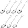 sourcing map 7 cucchiaini da caffè a forma di conchiglia in acciaio inox, cucchiaini da dessert, per mescolare tè, caffè, torte e zucchero, 12,7 cm, argento