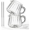 EQULIUS Bricco per latte in vetro, piccolo: 200 ml, mini bricco per latte con beccuccio, bricco per latte creativo, bricco per latte in vetro borosilicato, lavabile in lavastoviglie, microonde, per schiuma di