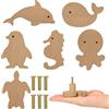 Generic Set di 6 pomelli decorativi in legno a forma di animale, con viti, graziose maniglie per mobili per cameretta dei bambini, per armadi e armadi (animali marini)