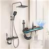 Umisu Colonna Doccia con Display Digitale LED, Sistema Doccia 4 in 1, Colonna Doccia Regolabile in Altezza con Doccetta Igienica Integrata e Luce d'Ambiente Blu