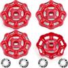 Alethron 4 manopole per valvola di arresto in metallo ferro con rondelle, valvola, manopola, rubinetto, 6 x 6 mm, valvola a sfera quadrata, per rubinetto, manopola, colore rosso