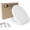 LUVETT C210 Copriwater, Sedile WC, Ovale Bianco, Tavoletta WC | Meccanismo di chiusura ammortizzata removibile, realizzato in materiale termoplastico infrangibile, 43,6 x 37,5 cm