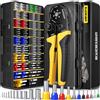 DxCRIMP Kit Pinza Crimpatrice Puntalini 0,25-25mm² 22 Misure | Pinza crimpatrice esagonale e terminali a bussola isolati per cablaggio automobilistico quadri elettrici PLC e domestico