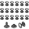 QUARKZMAN 50 Set Set di Rivetti in Pelle 8mm Rivetti a Doppia Testa Nero | 8mm Altezza Borchie, per Riparazione e Decorazione Artigianale di Scarpe Borse Cinture, Metalliche Tubolari