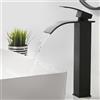 XWIHTR Rubinetto da bagno a cascata, rubinetto per lavabo, rubinetto per lavabo a una maniglia; bocca calda e fredda, risparmio idrico; rubinetto da bagno in ottone in acciaio inox (nero-h)