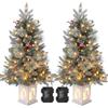 IDEALHOUSE Set di 2 mini alberi di Natale da 90 cm, con 78 luci a LED, 8 modalità, timer, funzionamento a batteria, albero di Natale artificiale con aghi in PVC, base a pupazzo di neve, per interni ed