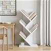 ZQQLVOO Tree Libreria a 4 ripiani, 30 x 18 x 60 cm, in legno, bianco | Salvaspazio, scomparti aperti, versatile, facile da pulire, design decorativo a forma di albero
